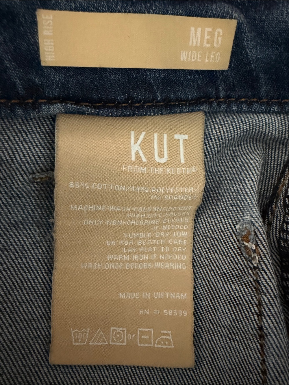Kut From The Kloth Meg Wide Leg Jeans Women’s 14 High Rise Patch Pocket Stretch - Picture 5 of 14